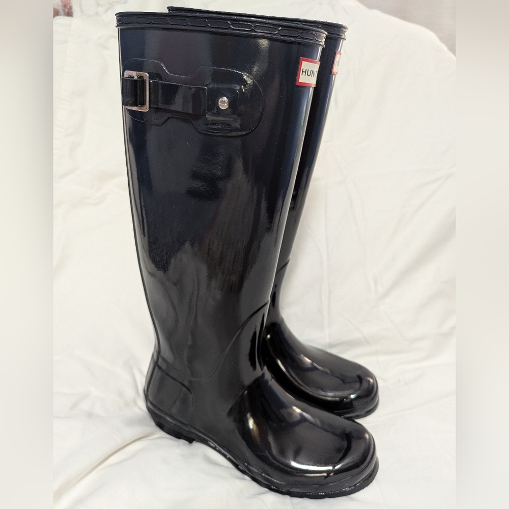 Hunter Black Tall Gloss Rain Boots Size 10 Women's NWOT